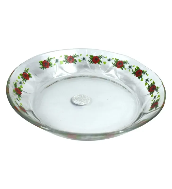 Plato Arcos Crisa Decorado Rosas Rojas – Vidrio D9C