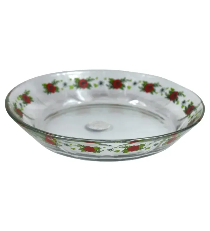 Plato Arcos Crisa Decorado Rosas Rojas – Vidrio D9C