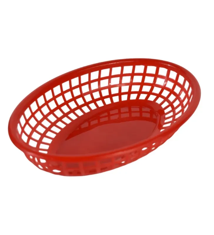 Canasta oval roja– Plástico alimentario