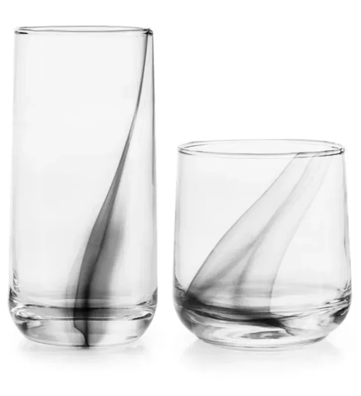 Juego de 12 Vasos Crisa Black Swirl A365 – 394ml y 472ml