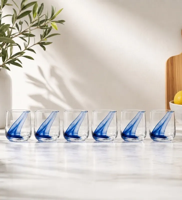 6099 JGO 6 VASOS DOF BLUE SWIRL