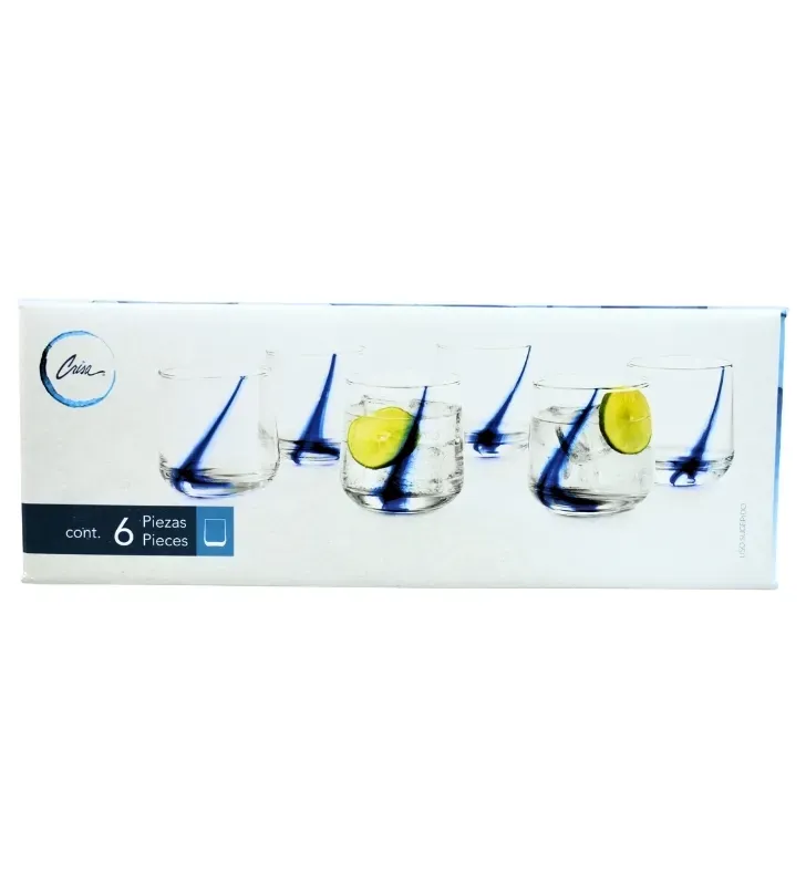 6099 JGO 6 VASOS DOF BLUE SWIRL