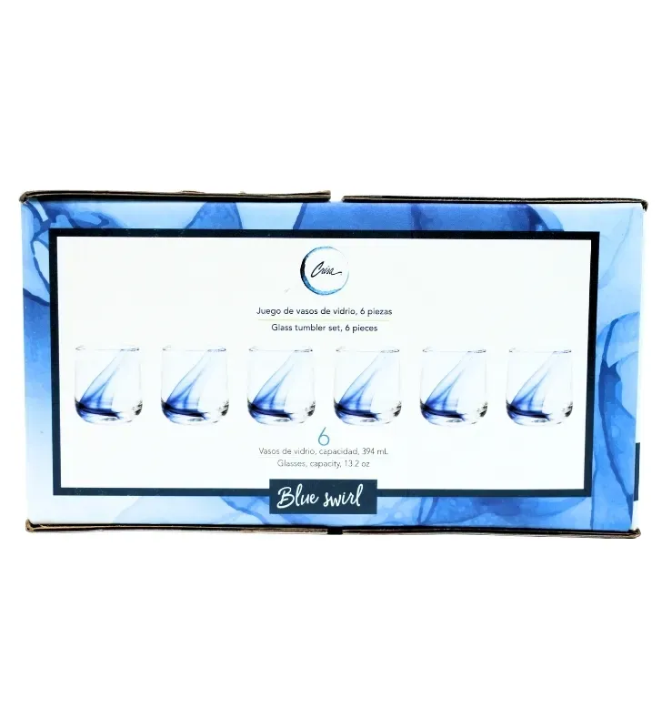 6099 JGO 6 VASOS DOF BLUE SWIRL