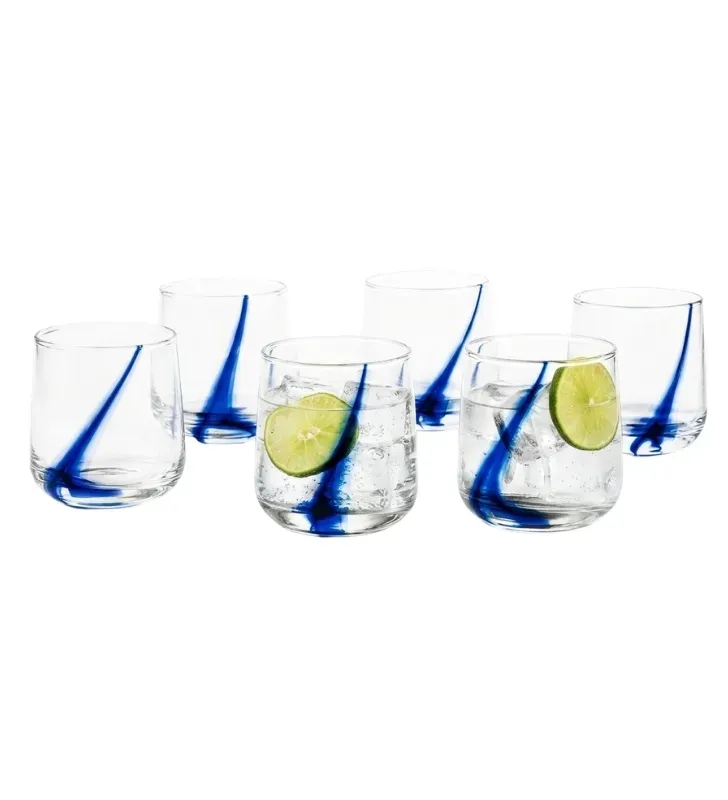 6099 JGO 6 VASOS DOF BLUE SWIRL