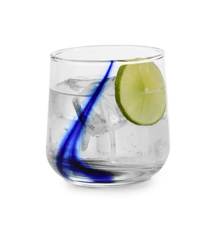 Juego de 6 Vasos Crisa Blue Swirl 394 ml – Listón Azul Artesanal