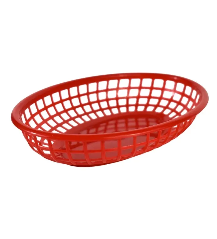 Canasta oval roja– Plástico alimentario