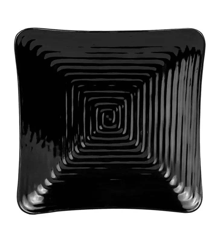 Plato cuadrado melamina negra 30.5 cm – Square Relieve