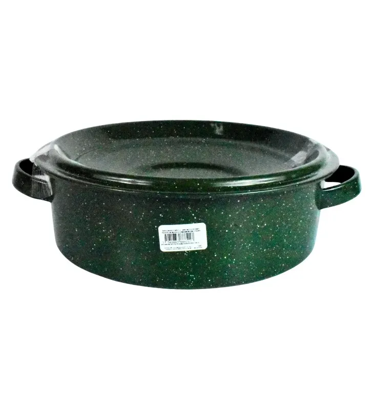 Budinera Recta 26 Cinsa Verde Jaspeado con Tapa – Acero Vitrificado