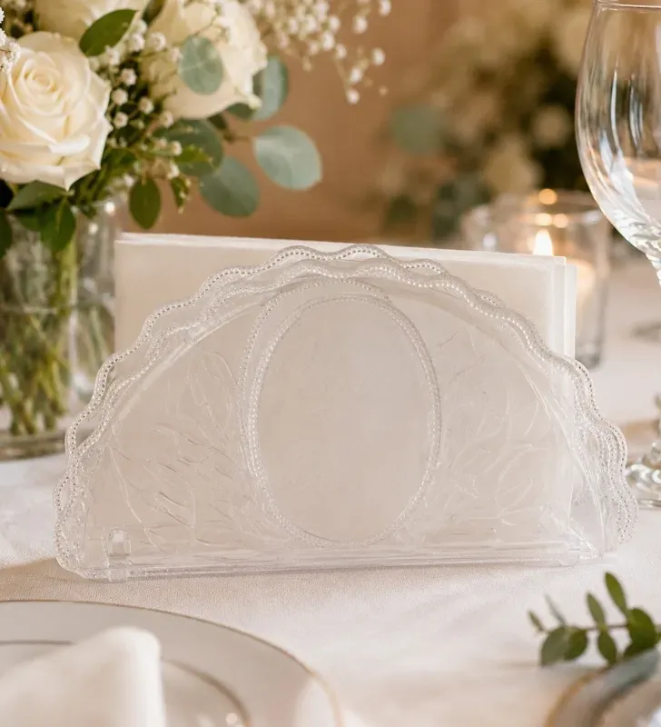 Servilletero Oval Boda Josant Plast – Transparente "Nuestra Boda"
