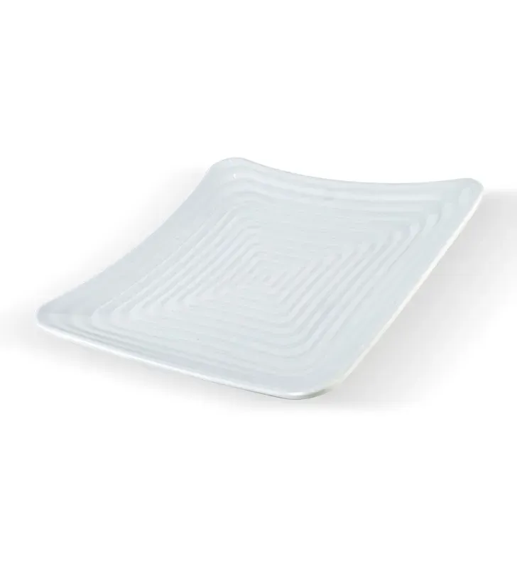 Plato square melamina blanca 27 cm – Relieve elegante