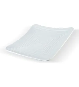 Plato square melamina blanca 27 cm – Relieve elegante