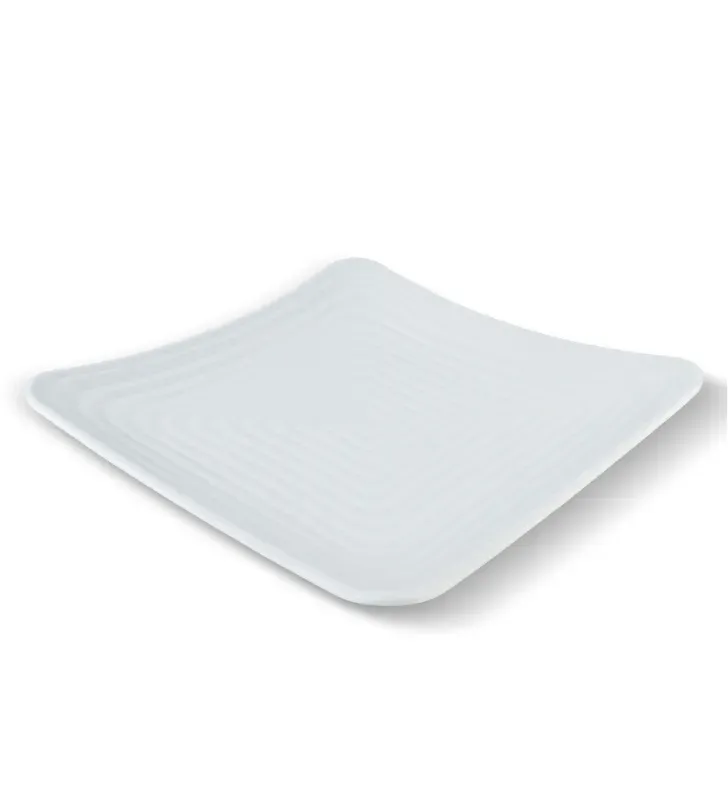 Plato square melamina blanca 27 cm – Relieve elegante