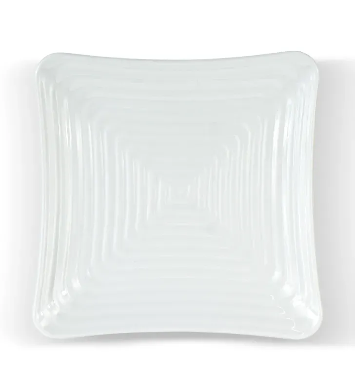 Plato square melamina blanca 27 cm – Relieve elegante