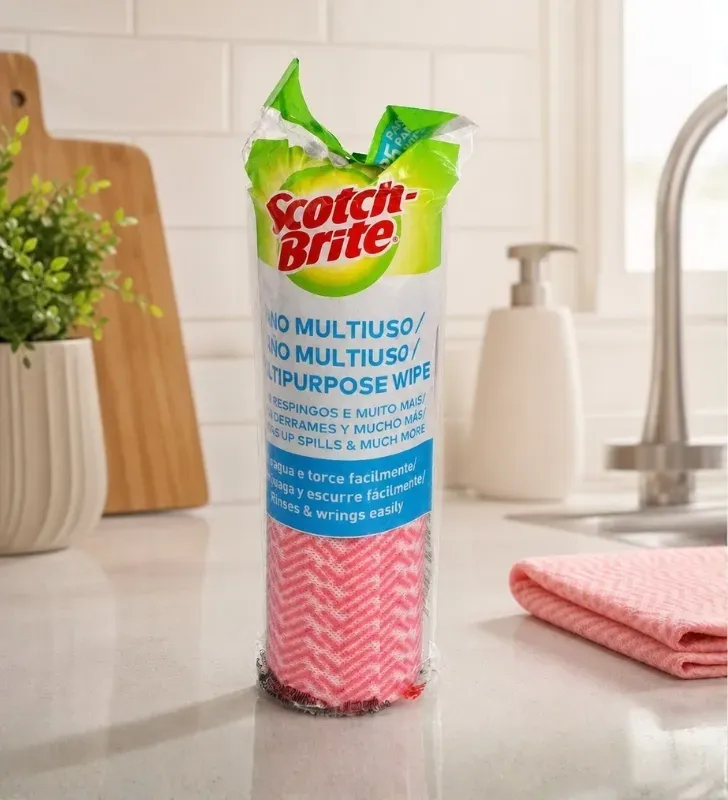 Paño Rosa en Rollo Scotch-Brite™ 9646-0 – 25 Hojas Reutilizables