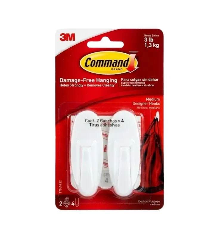Ganchos Designer Command™ 17081ES Medianos – Blanco (2 pzas)