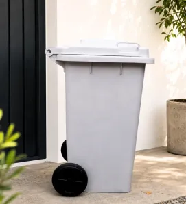 Bote de Basura Industrial 100L con Ruedas D’Novo – Gris