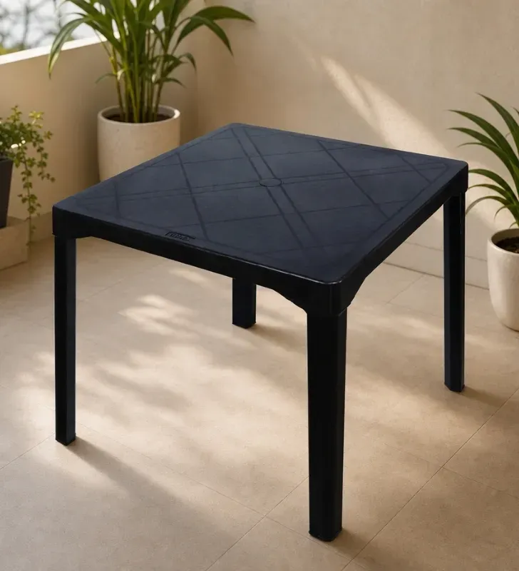 Mesa Plástica Exterior Forte Negro Duna | Capacidad 4 Personas