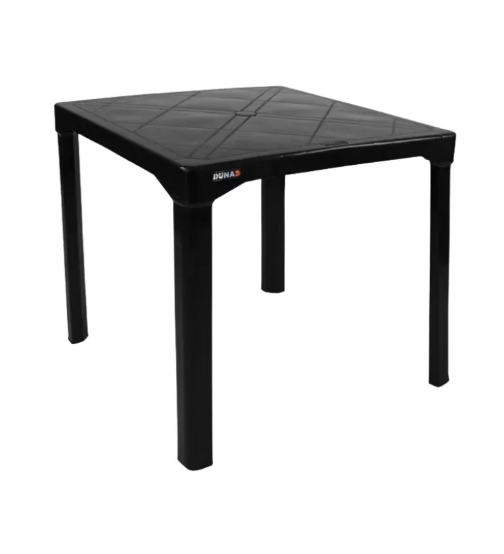 Mesa Plástica Exterior Forte Negro Duna | Capacidad 4 Personas