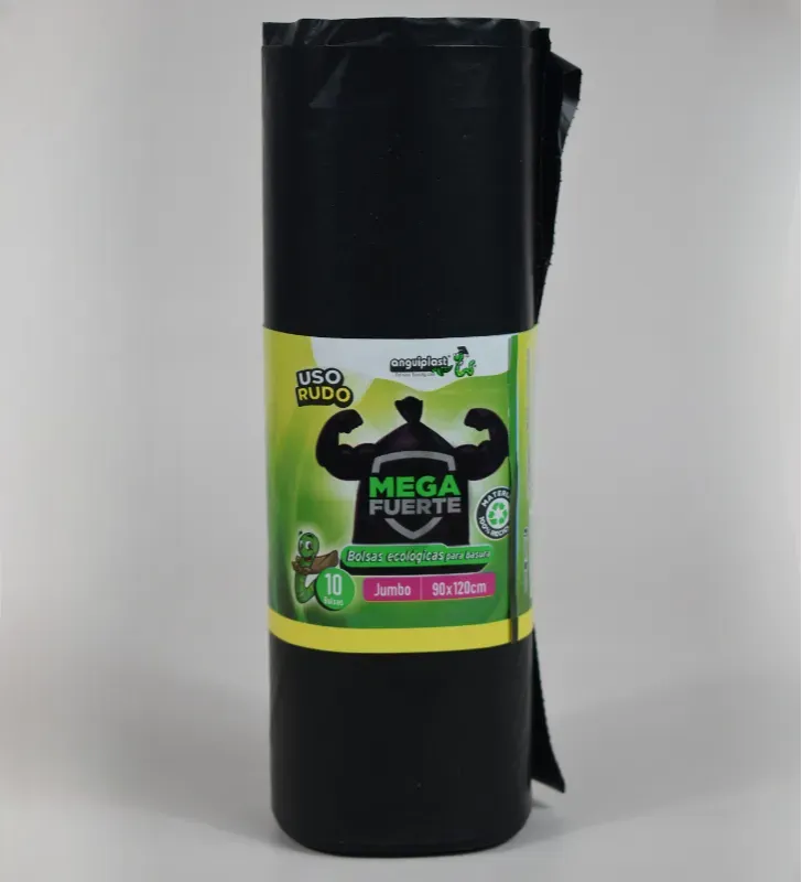 Bolsa Basura Jumbo Negra Uso Rudo Rollo 90x120cm Anguiplast 10 Pzas