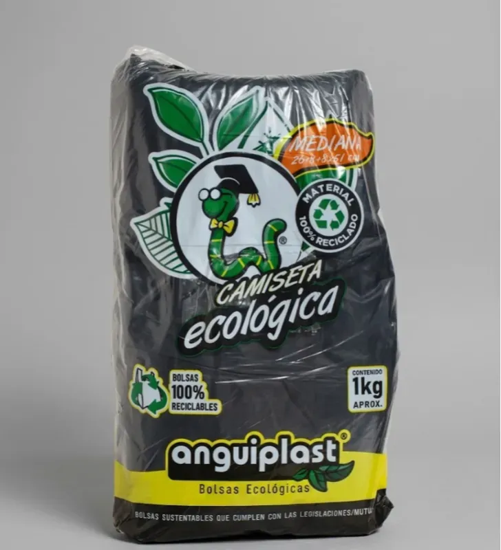 Bolsa Plástica Camiseta Eco Negra Mediana Anguiplast – PT005004