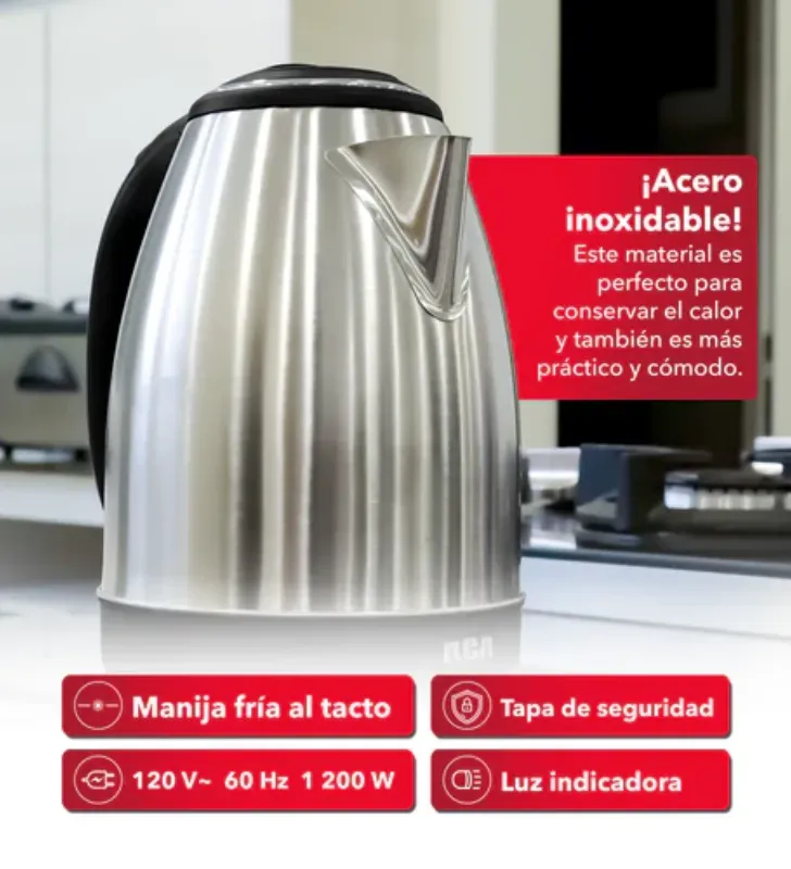 Tetera Eléctrica de Acero Inoxidable 2L RCA – RC-180GB01