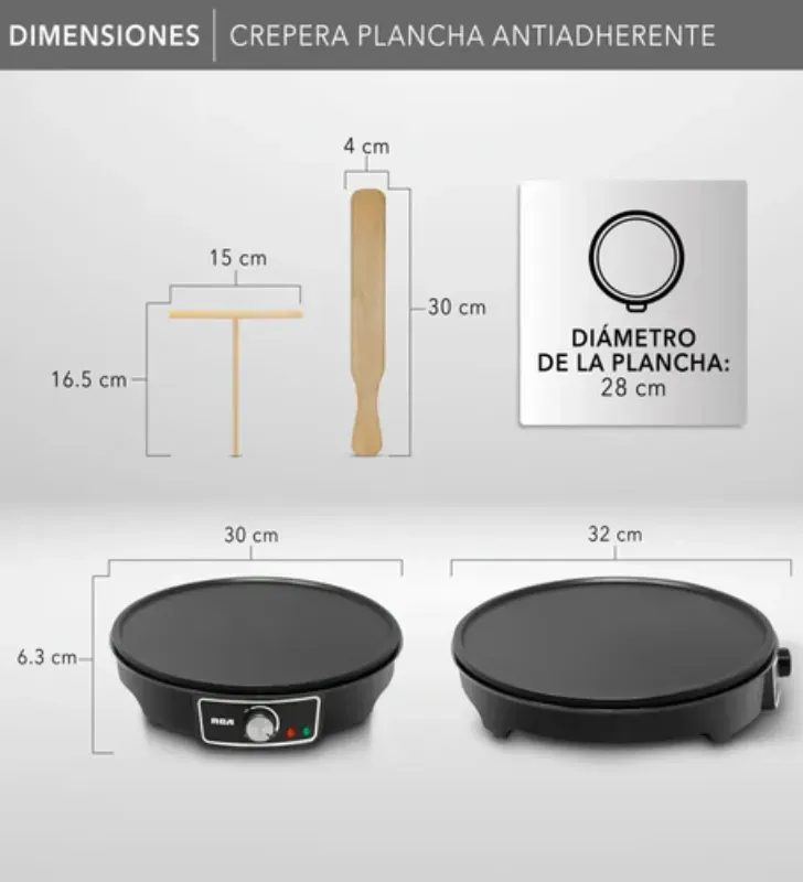 Crepera Eléctrica Antiadherente RCA con Accesorios – RC-602
