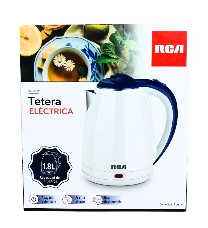 Tetera Eléctrica Blanca RCA con Base Desmontable – RC-180W
