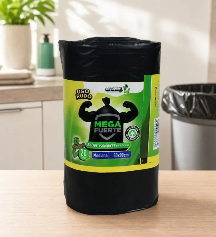 Bolsa Basura Negra Uso Rudo Rollo 60x90cm Anguiplast 20 Pzas