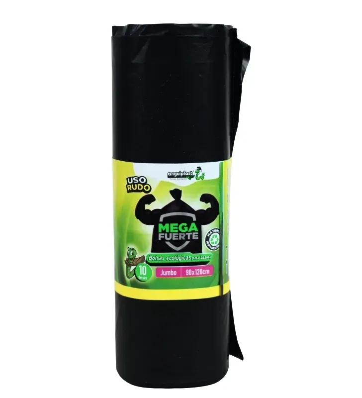 Bolsa Basura Jumbo Negra Uso Rudo Rollo 90x120cm Anguiplast 10 Pzas