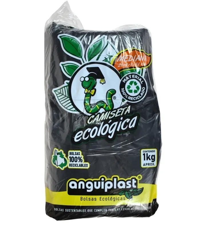 Bolsa Plástica Camiseta Eco Negra Mediana Anguiplast – PT005004