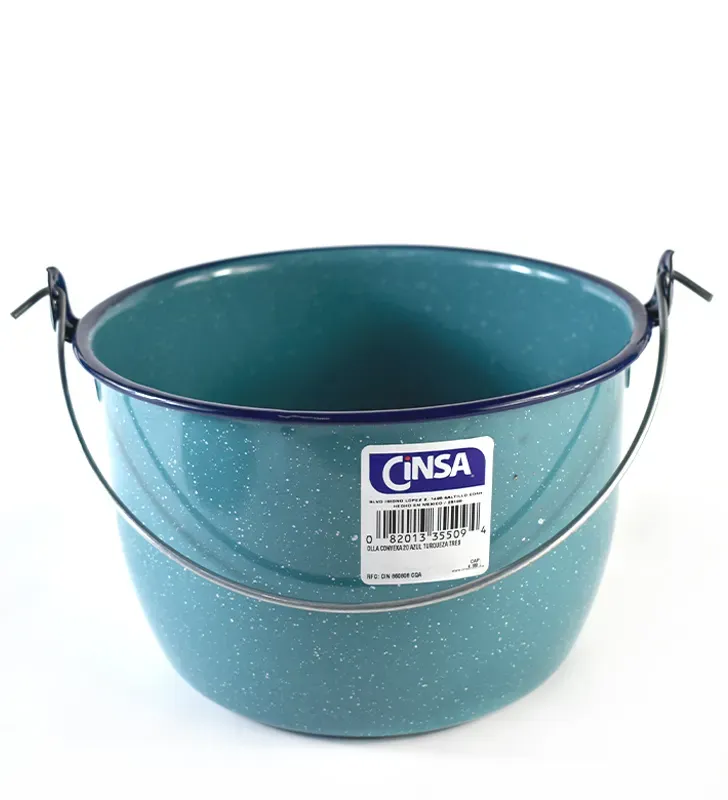 Olla convexa peltre Cinsa No. 20 (4.1 L) turquesa – con tapa