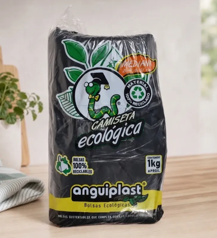 Bolsa Plástica Camiseta Eco Negra Mediana Anguiplast – PT005004