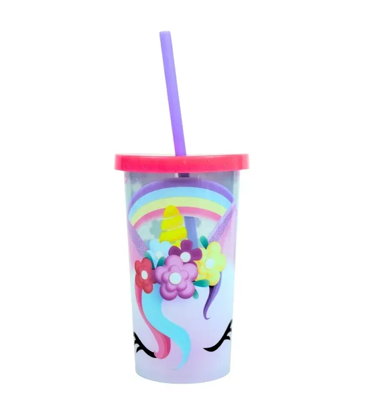 Vaso Glitter Infantil con Popote Unicornio Andromeda – 80999