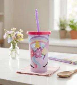 Vaso Glitter Infantil con Popote Unicornio Andromeda – 80999