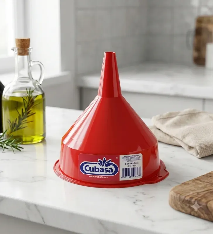 Embudo Chico Plástico con Filtro Rojo 0.60L Cubasa – 1827