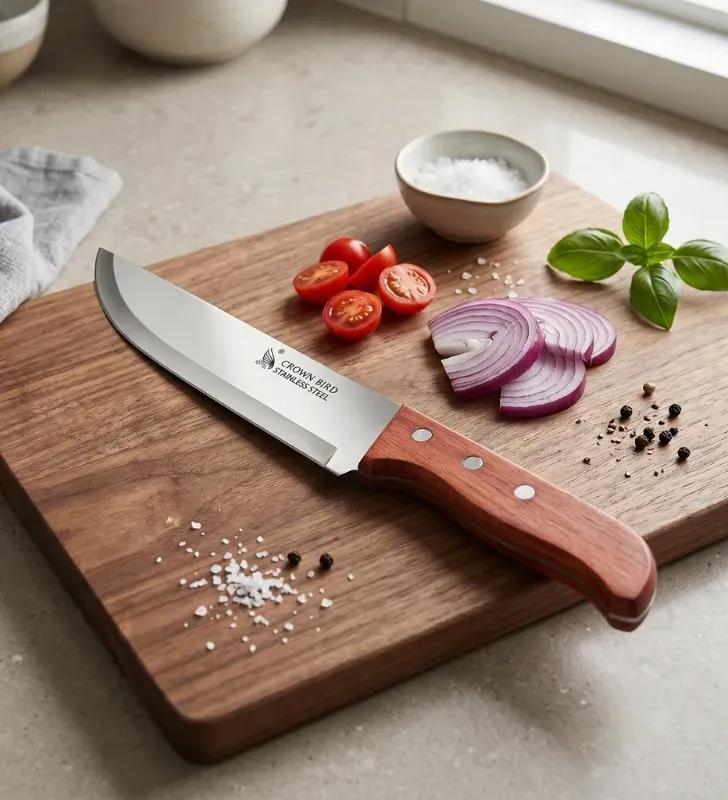 Cuchillo de Cocina Acero Inoxidable 7" Mango Madera Dekora – G5400