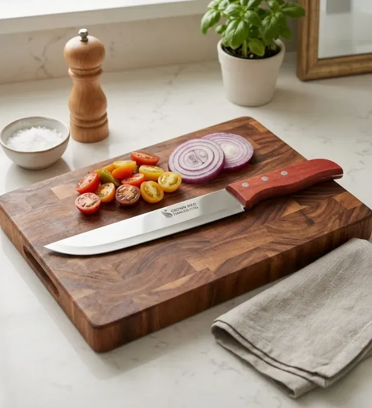 Cuchillo de Cocina Acero Inoxidable Mango Madera Dekora – G5401
