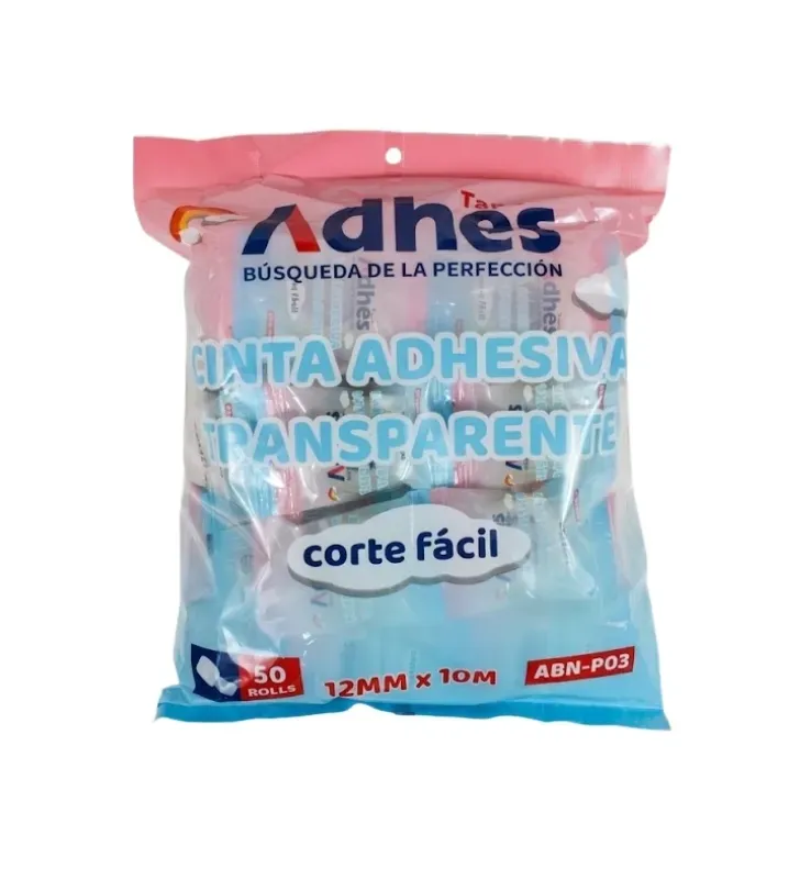 Paquete de Cinta Transparente 12mm x 10m Adhes 50 Pzas – ADMX-ABN-P03