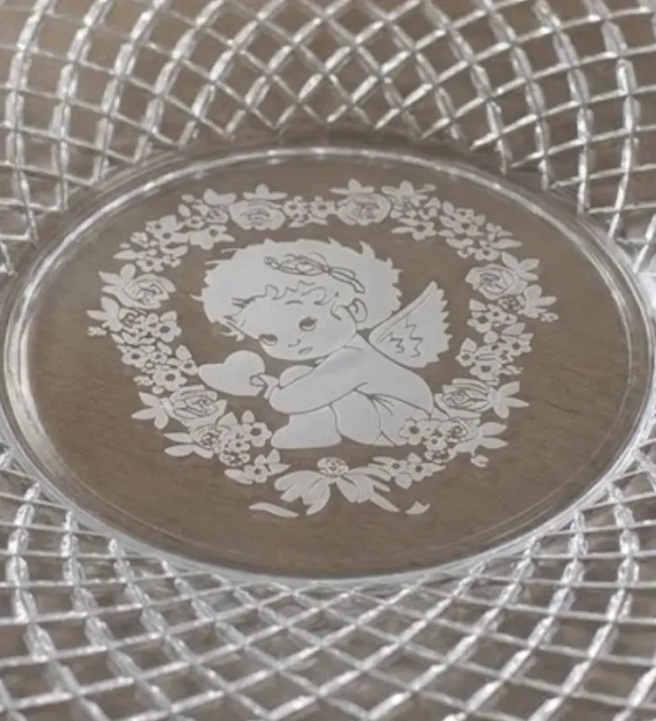 Panera Plástica Transparente Tejida Angelito Recuerdo Eventos