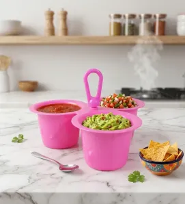 Salsera de Plástico Triple con Asa de Colores – Abastecedora Mercantil