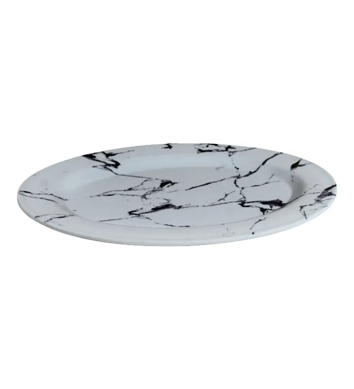 Plato Ovalado de Melamina 12" Mármol – Travessa 103-018-002