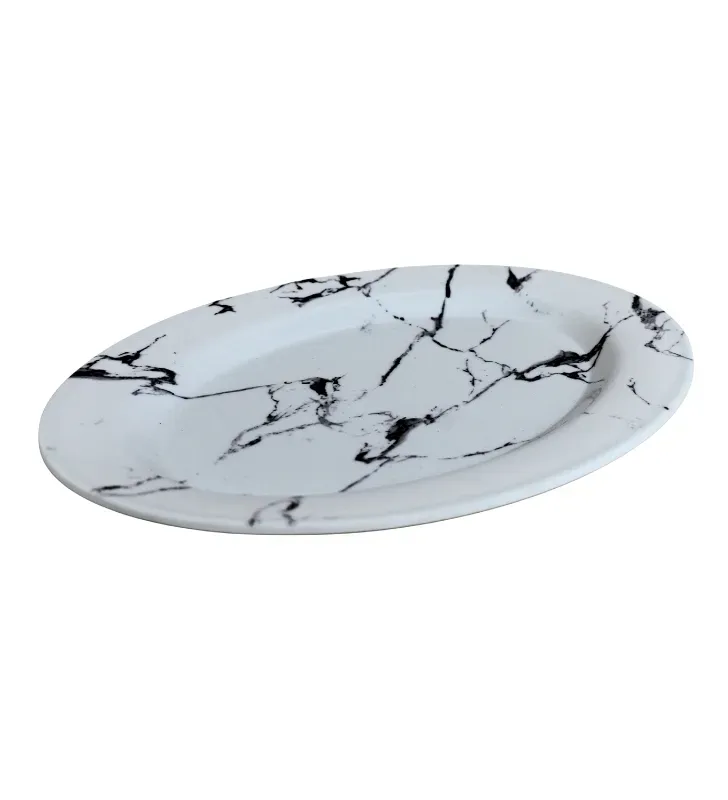 Plato Ovalado de Melamina 12" Mármol – Travessa 103-018-002