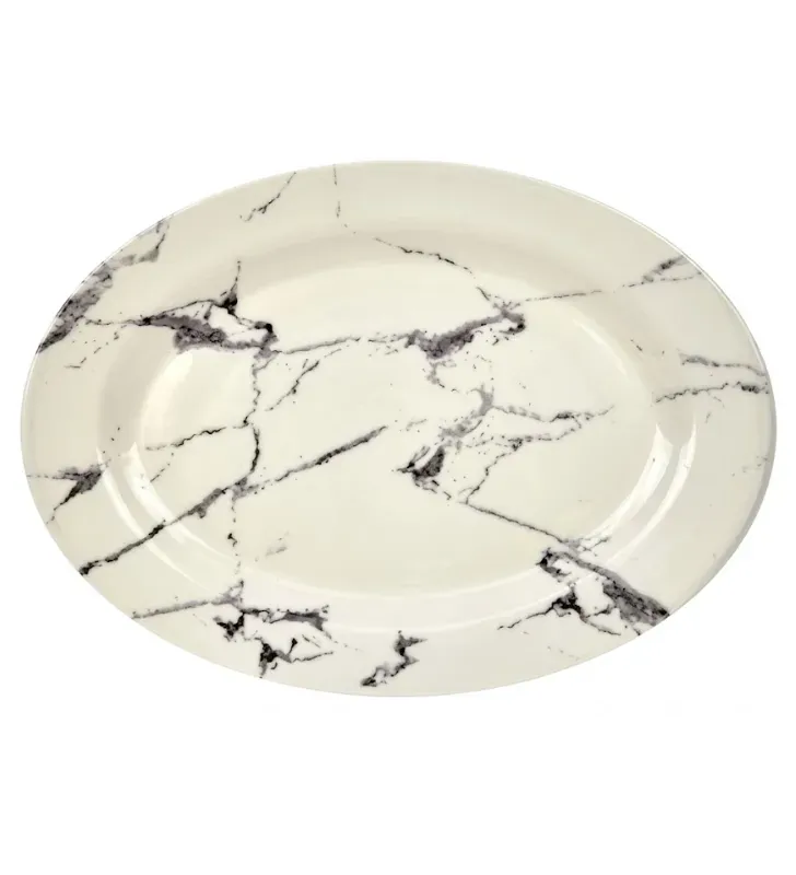 Plato Ovalado de Melamina 12" Mármol – Travessa 103-018-002