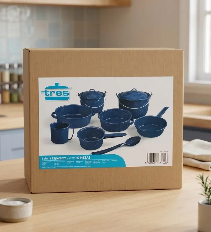 Batería de Cocina de Peltre 10 Pzas Azul Cinsa Esperanza