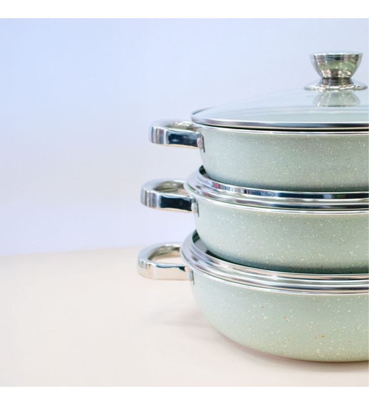 AHU-CY2434 JUEGO DE 3 ARROCERAS VERDE-CUISINE SPOT