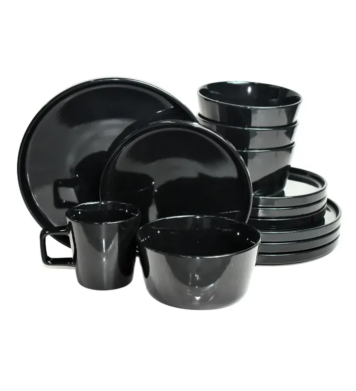 Vajilla Negra Brillosa de Gres Giselle 16 pz – Cuisine Spot