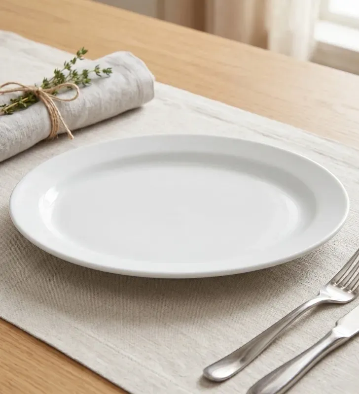 Platón Oval de Cerámica Polar Blanco 31 cm – Anfora