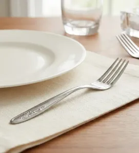 Tenedor de Mesa Jazmín-Möven | Acero Inoxidable con Grabado