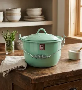 Olla de Peltre No. 22 Verde Pistache con Tapa – Prodesa