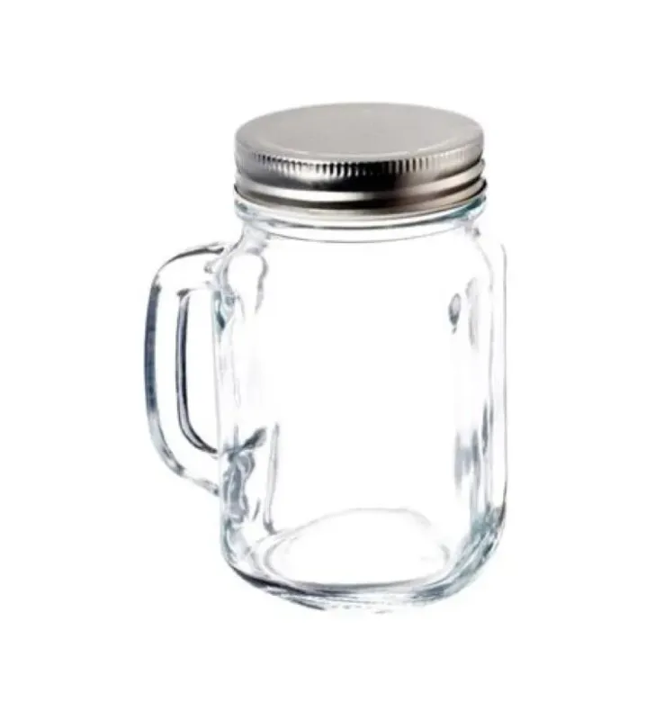 Frasco Mason Jar 480 ml con asa y tapa metálica – Vittori 1401